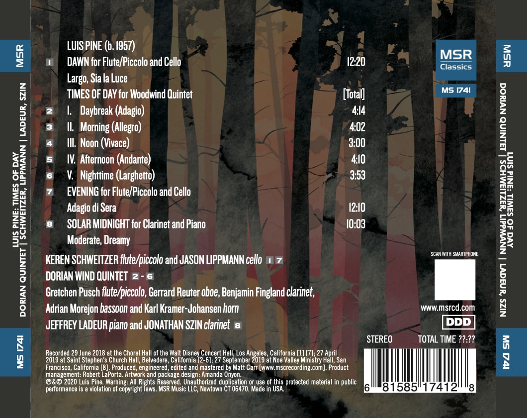 Times of Day album back cover with track listing and musician credits
